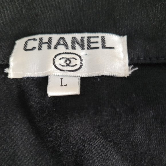 Authentic CHANEL vintage coco logo cotton zip-up blouse black size L (US M) - Picture 10 of 13